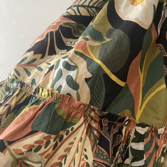 Handmade Children's Linen Rayon Viscose Cotton Cream Multicolour Pattern Dress - Picture 14 of 16